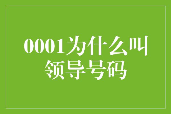 0001为什么叫领导号码