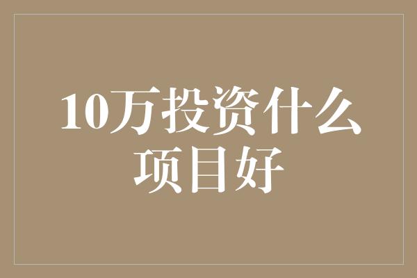 10万投资什么项目好