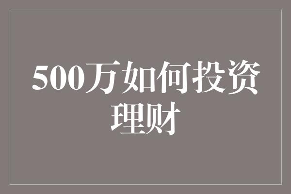 500万如何投资理财