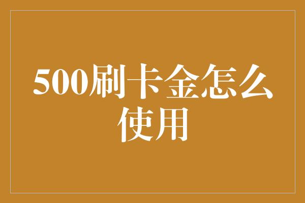 500刷卡金怎么使用