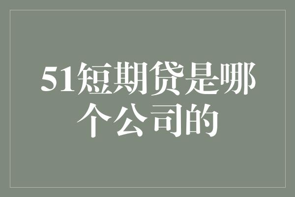 51短期贷是哪个公司的