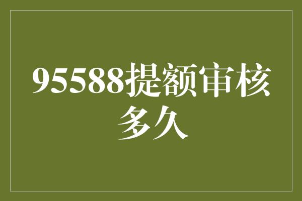 95588提额审核多久