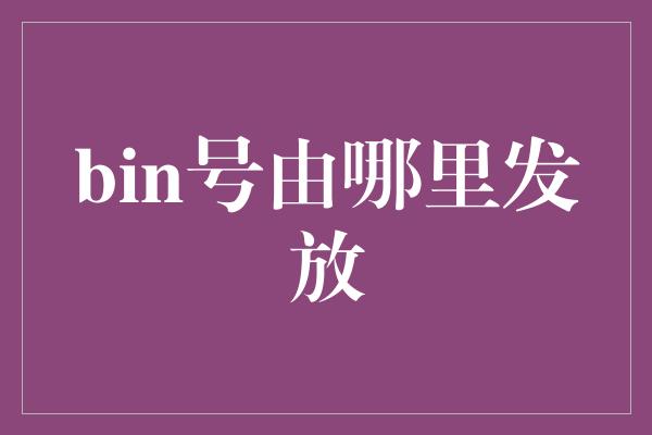 bin号由哪里发放