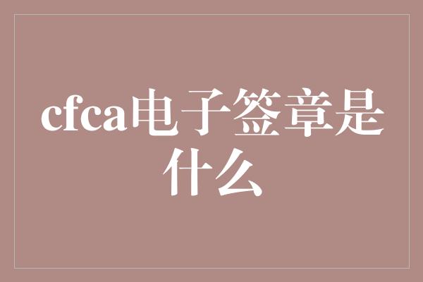 cfca电子签章是什么