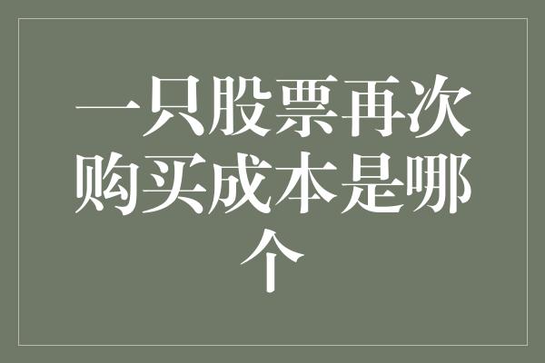 一只股票再次购买成本是哪个