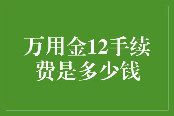 万用金12手续费是多少钱