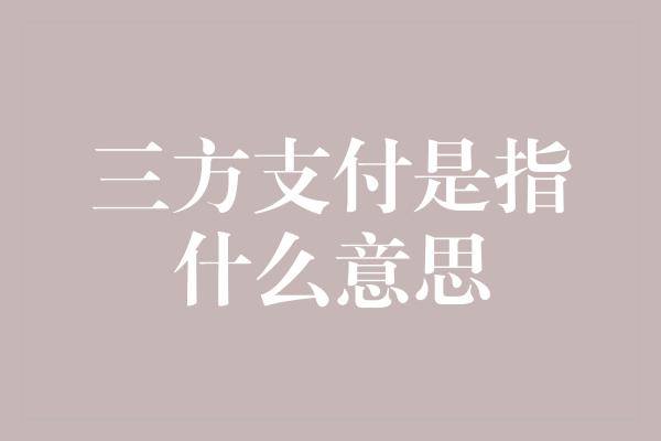 三方支付是指什么意思