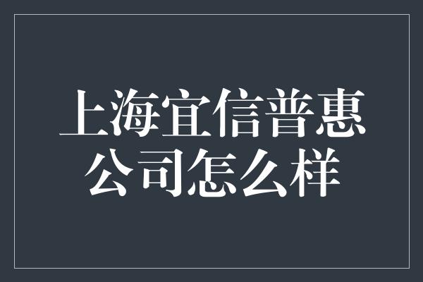 上海宜信普惠公司怎么样