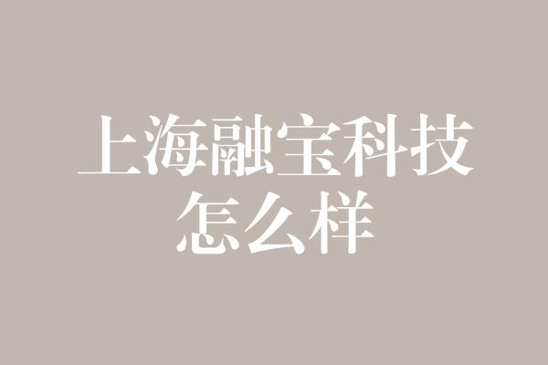 上海融宝科技怎么样