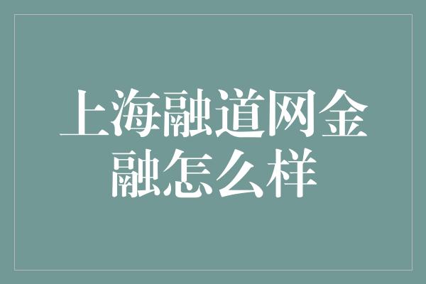 上海融道网金融怎么样