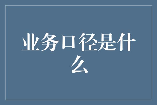 业务口径是什么