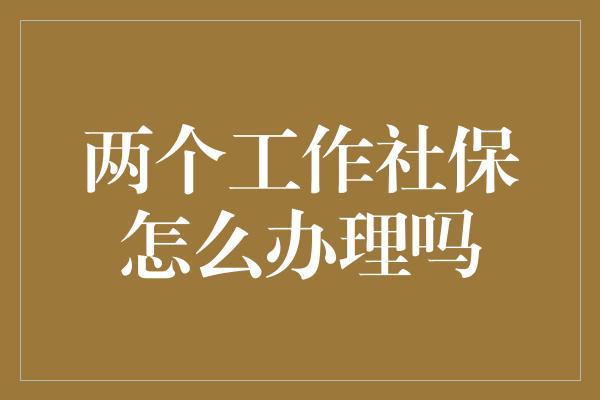 两个工作社保怎么办理吗