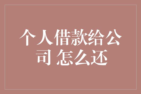 个人借款给公司 怎么还