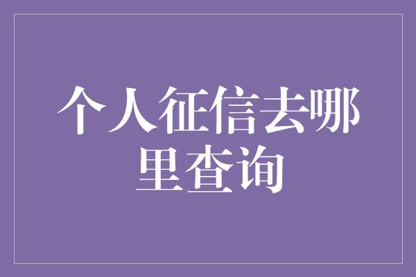 个人征信去哪里查询