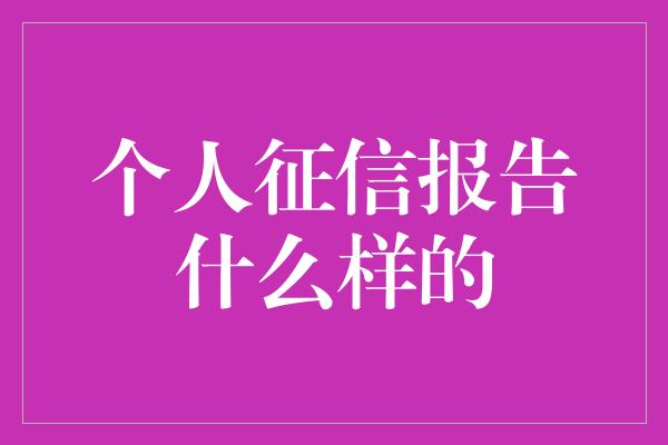 个人征信报告什么样的