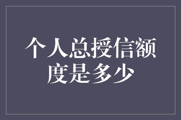 个人总授信额度是多少