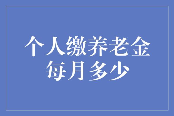 个人缴养老金每月多少