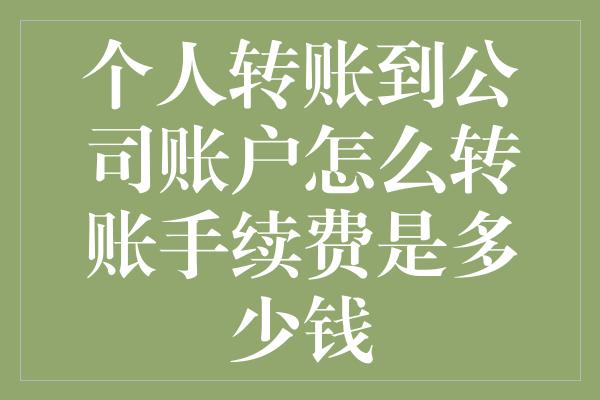 个人转账到公司账户怎么转账手续费是多少钱