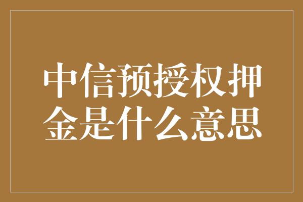 中信预授权押金是什么意思