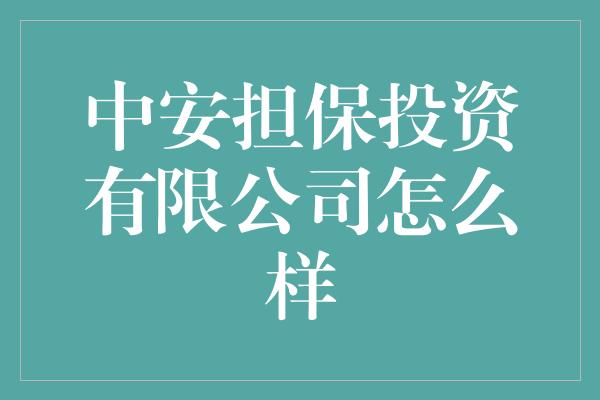 中安担保投资有限公司怎么样