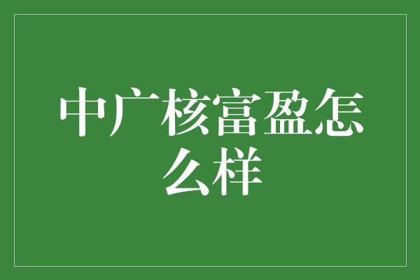 中广核富盈怎么样