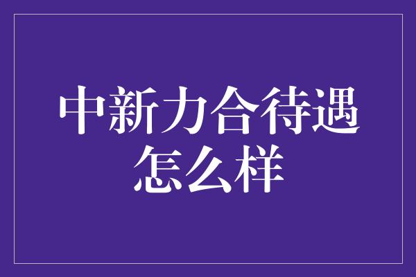 中新力合待遇怎么样