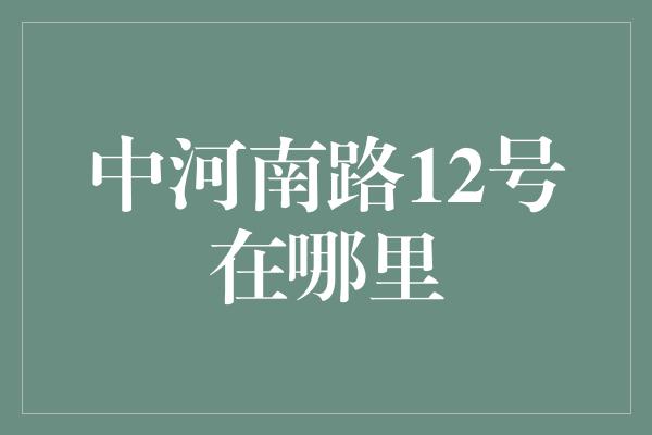 中河南路12号在哪里