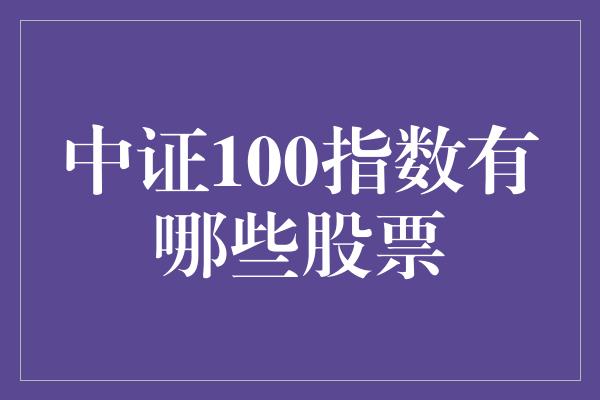 中证100指数有哪些股票