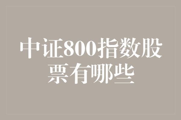 中证800指数股票有哪些