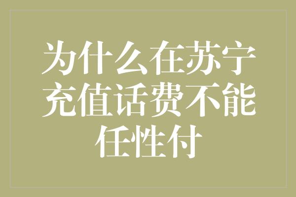 为什么在苏宁充值话费不能任性付