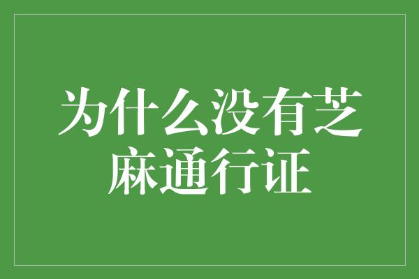 为什么没有芝麻通行证