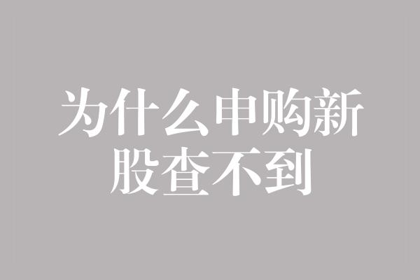 为什么申购新股查不到