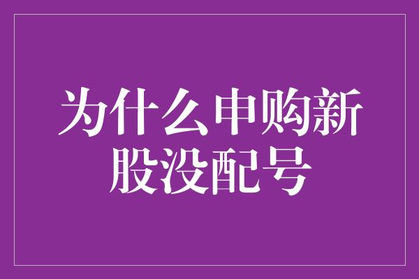 为什么申购新股没配号