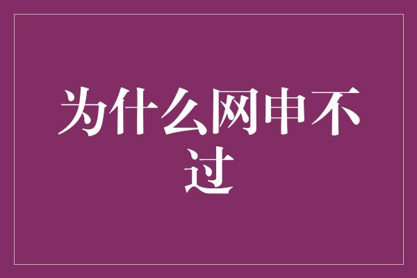 为什么网申不过