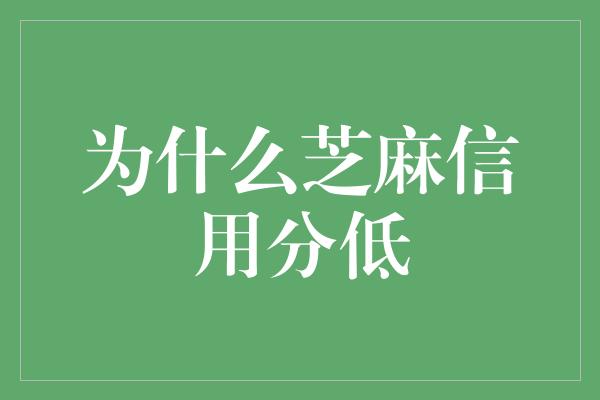 为什么芝麻信用分低