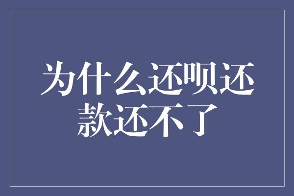 为什么还呗还款还不了