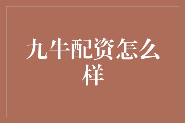 九牛配资怎么样