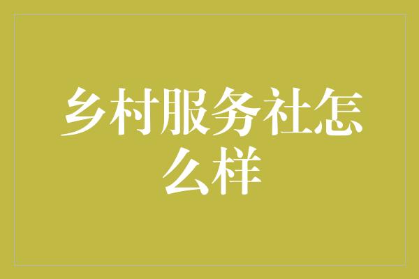 乡村服务社怎么样