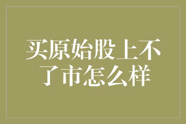 买原始股上不了市怎么样