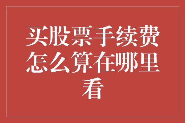 买股票手续费怎么算在哪里看