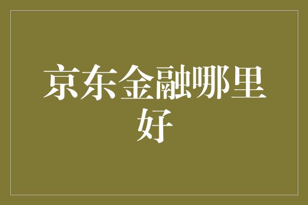 京东金融哪里好