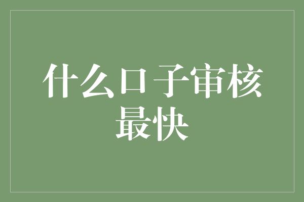 什么口子审核最快