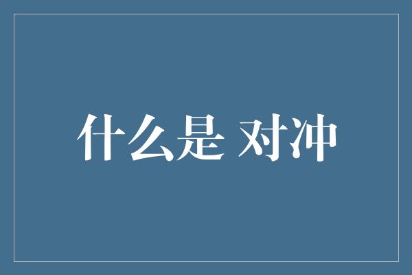 什么是 对冲