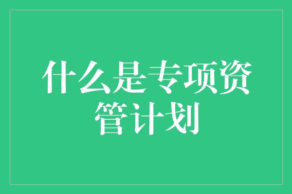 什么是专项资管计划