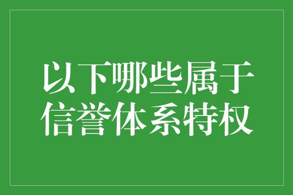 以下哪些属于信誉体系特权