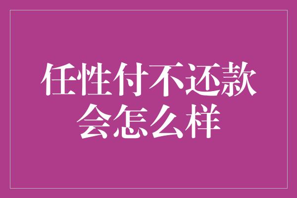 任性付不还款会怎么样