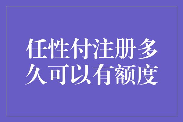 任性付注册多久可以有额度