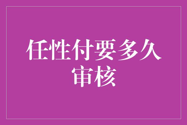 任性付要多久审核