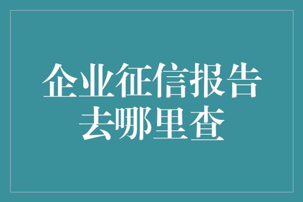 企业征信报告去哪里查