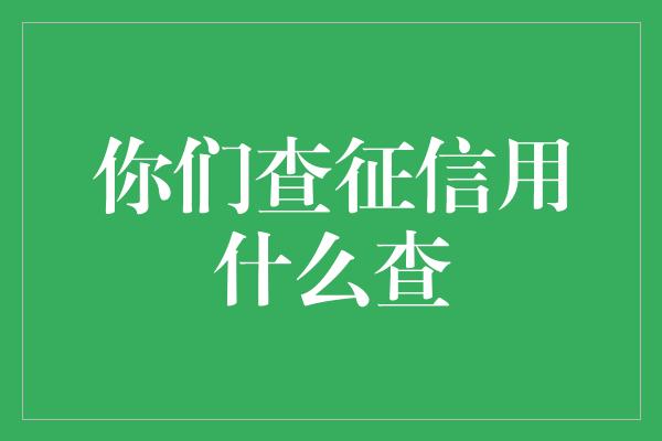 你们查征信用什么查